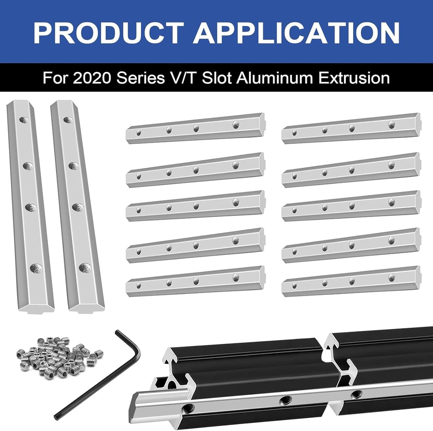 IMetrx 12 Piezas 2020 Staight Connector Corner Bracket Joint Plate 20x20 Hardware T-Slotted Accessories V-Slot With Screws For 3D Printer Accessories Silver 20x20 Aluminum Profile