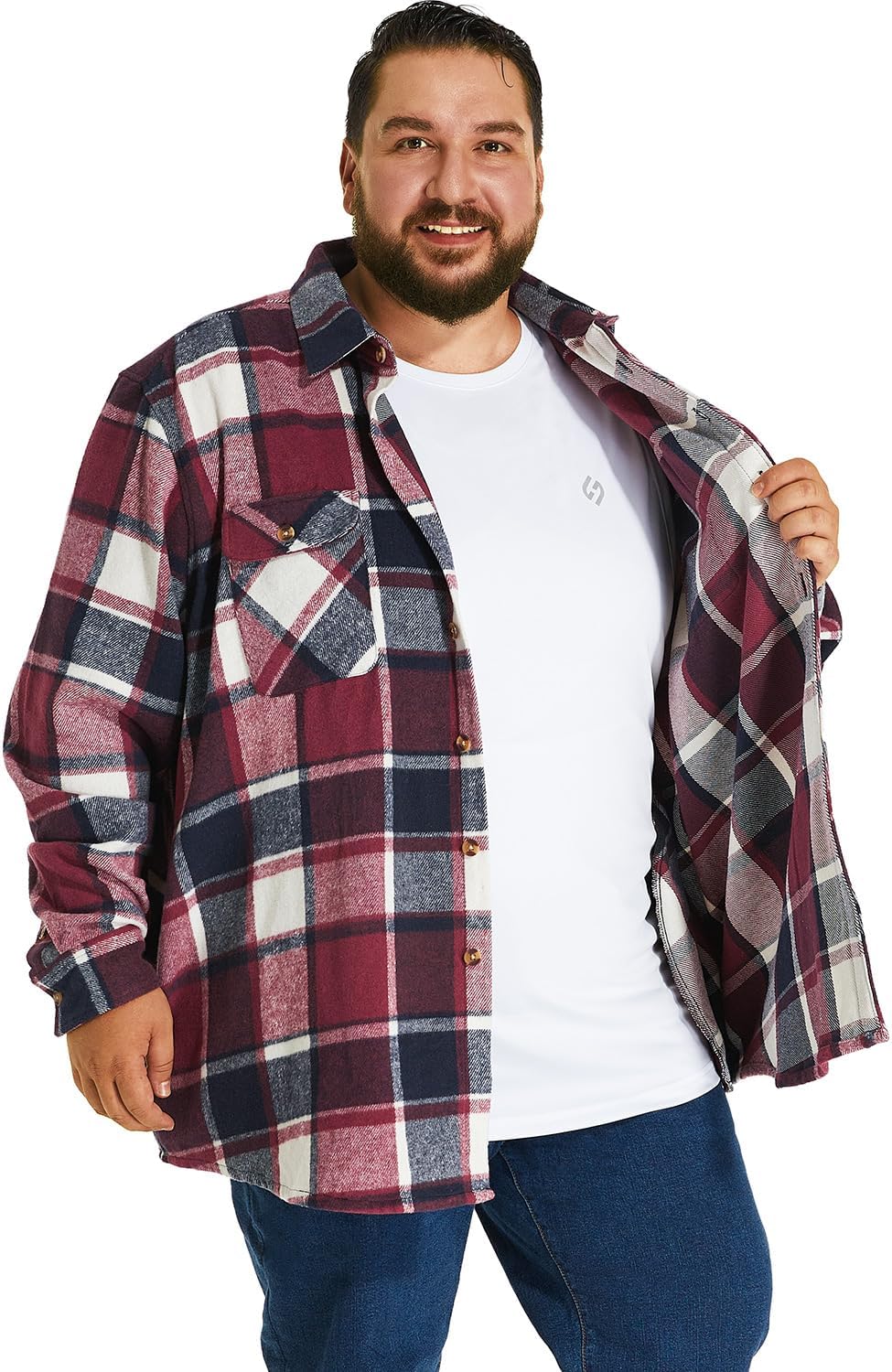 HOdo Big and Tall Mens Heavyweight Flannel Shirt 2XL- 6XL Button Down Shirt - Image 5