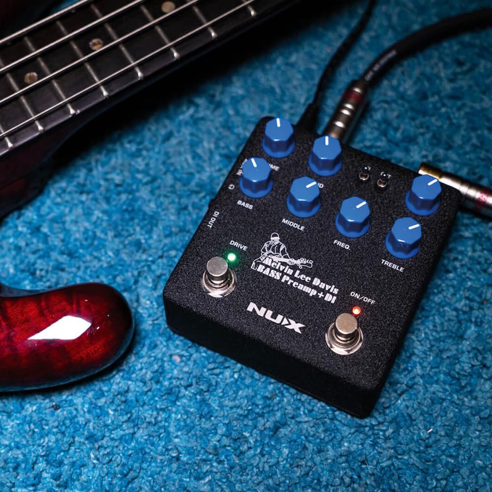 Nux NBP-5 MLD Bass Preamp, Bass-Vorverstärker (DI-Box mit IR-Cabinet-Simulation, IR-Speakersimulation, Aux-Input, XLR-DI-Ausgang, 8 IR presets, USB Audiostreaming inkl. Re-Amping), Schwarz