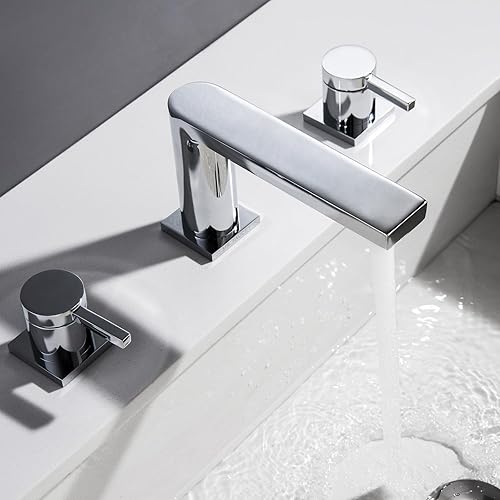 Miniatura 6 de Grifos de latón de lujo para lavabo de baño con válvula de cobre para 3 agujeros, 2 manijas y 8 pulgadas de cubierta, grifo de tocador de baño y