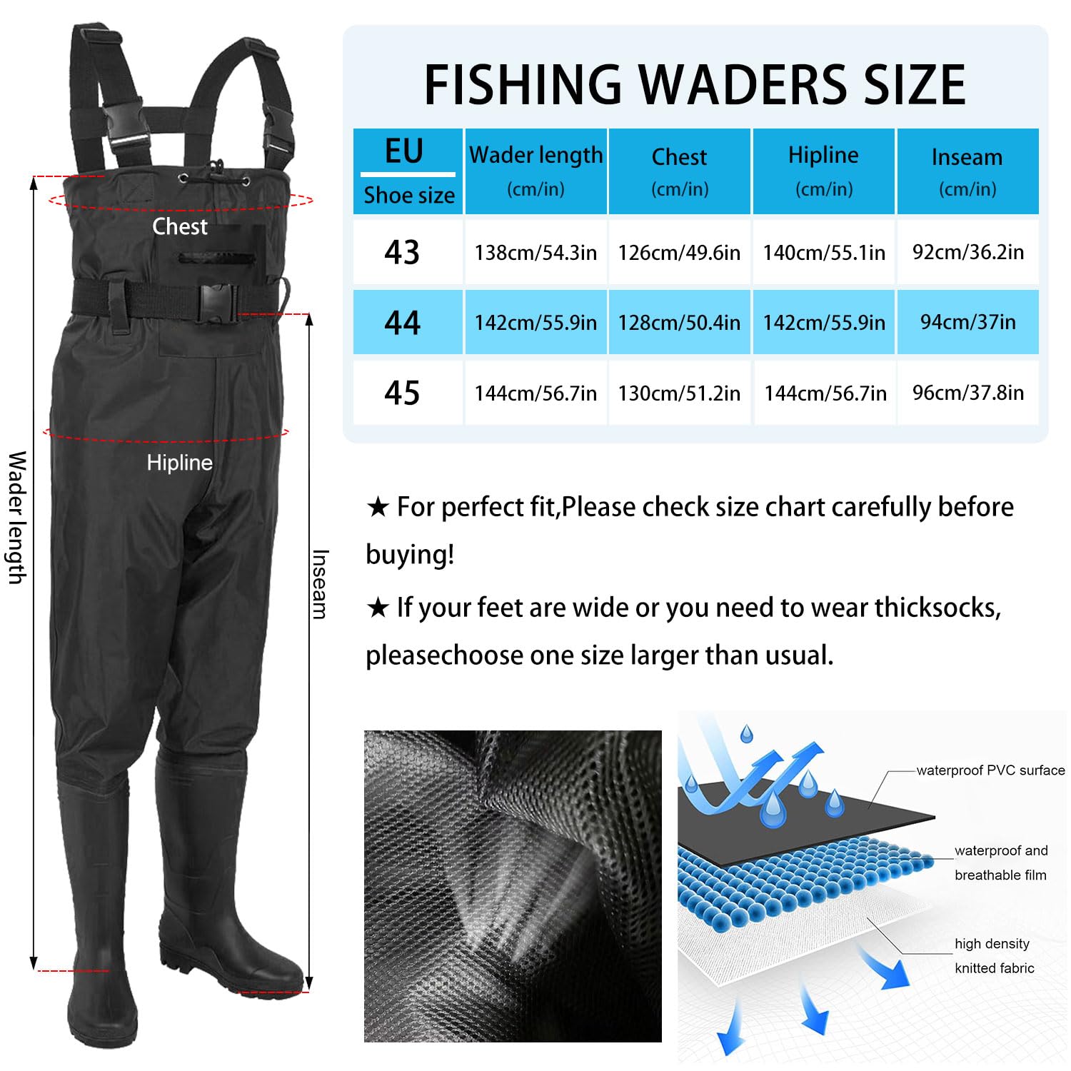 Shengruili Wathose Herren Damen,Anglerhose Wasserdicht mit Stiefel,Wathose mit Verstellbarer Riemen,Atmungsaktive Wasserdicht Watthosen für Baustellen, Angeln, Bauernhöfe