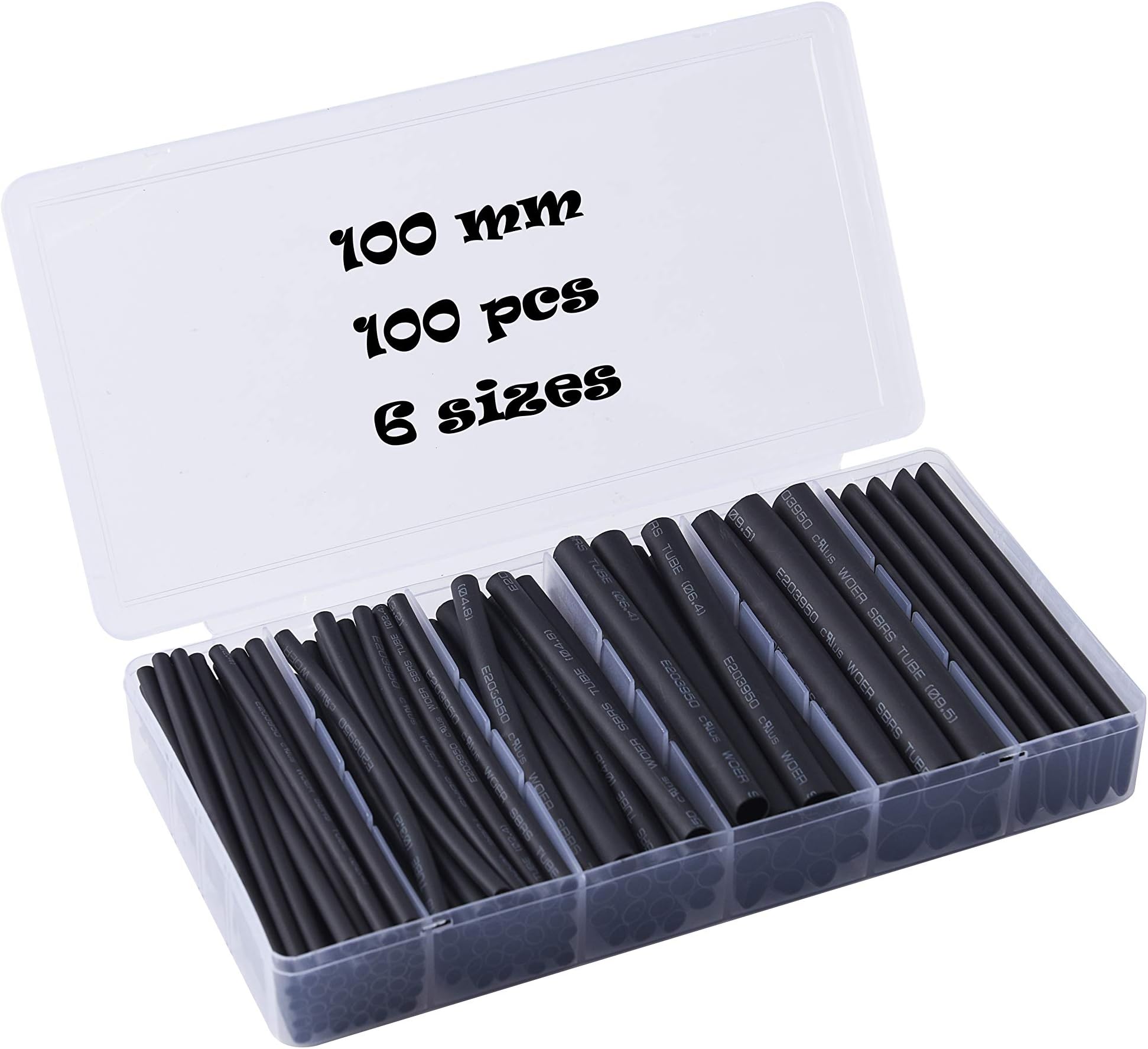 HimaPro 3:1 Dual Wall Adhesive Lined Heat Shrink Tubing Assortment Kit, 100pcs x 100mm long