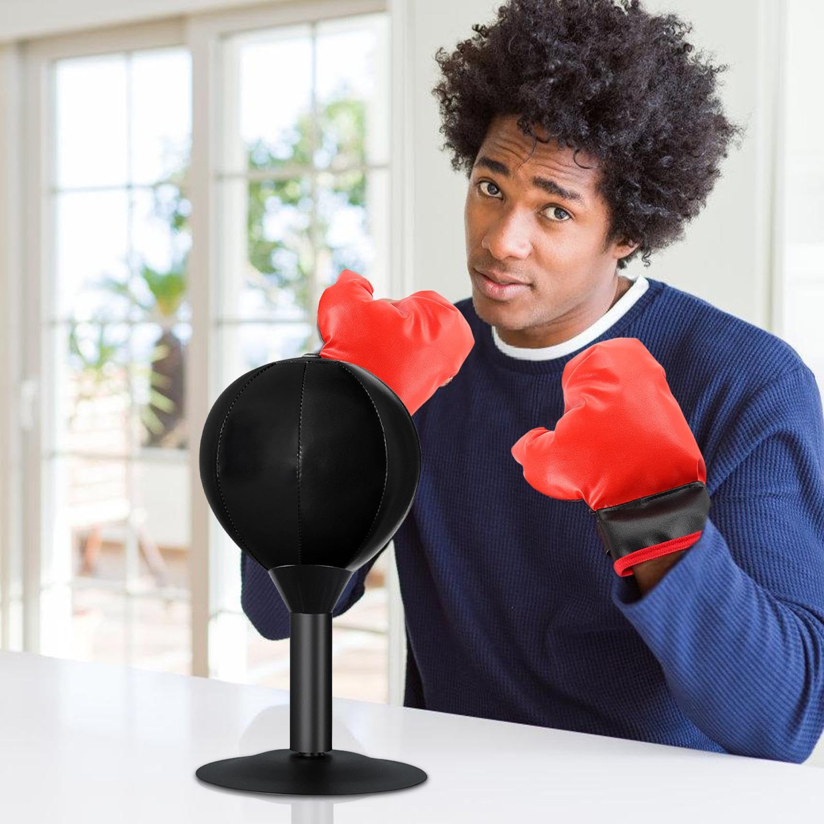 Punching Ball De Bureau Avec Ventouse - Anti-stress - Pour Enfants Et Adultes - 40cm