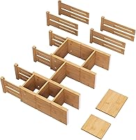 Vista 7 de Separadores de cajones de 4.4 pulgadas de alto con insertos, separadores de cajones de bambú para ropa, ampliables de 12 a 17.5 pulgadas