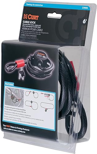 Miniatura 8 de CURT 23666 Candado de cable para bicicleta de 6 pies VINILO NEGRO
