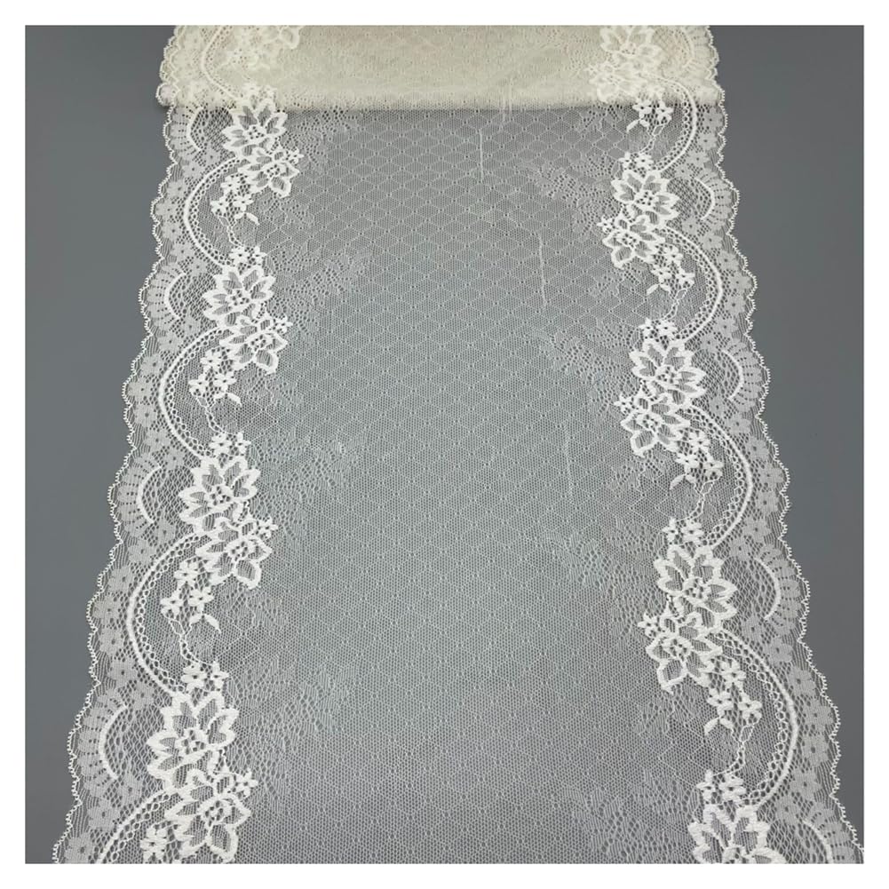 Biała elastyczna koronkowa bordiura o szerokości 30 cm, w stylu vintage, wzór kwiatowy, koronka, koronka, taśma dekoracyjna, do samodzielnego szycia, rzemiosła, ubrań, bielizny, bieżnika