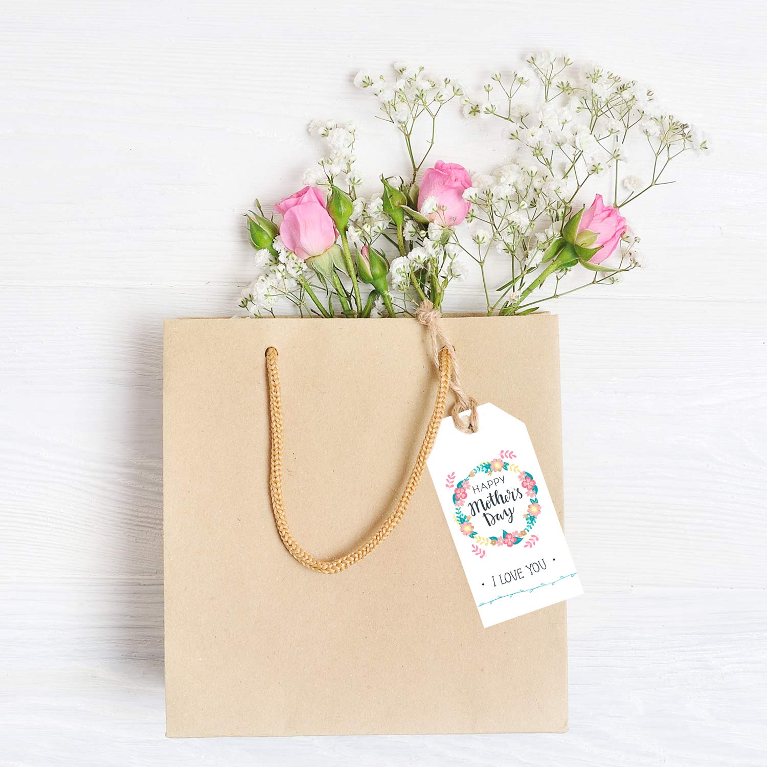 Lot de 100 étiquettes Cadeau en Forme de cœur en Papier cartonné