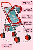 Vista 3 de fash n kolor® - cochecito de muñecas para niños – cochecito plegable para muñecas con cinturón de seguridad y canasta de almacenamiento, juego