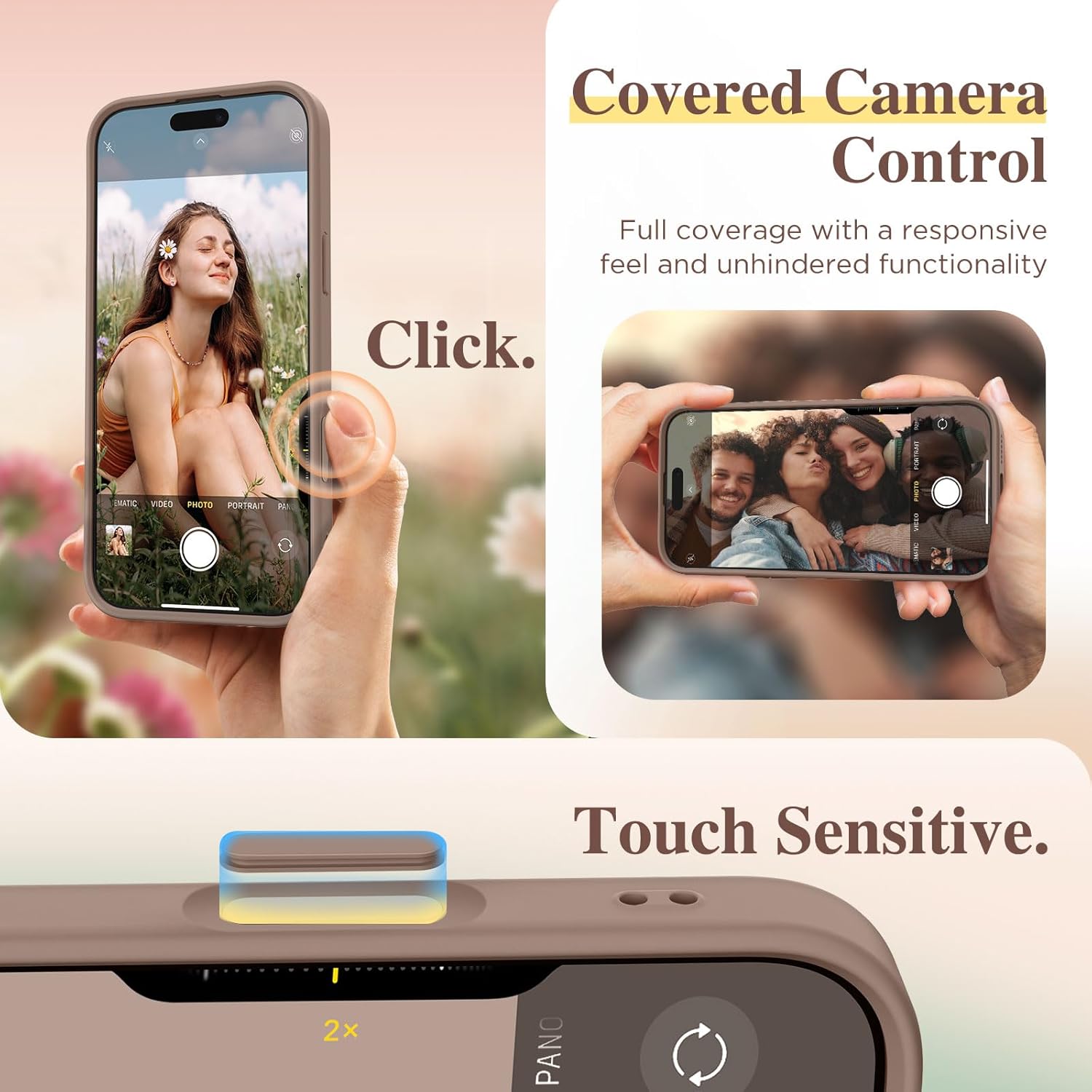 GVIEWIN for iPhone 16 Pro Case Compatible with MagSafe, [Military Grade Protection] [Screen Protector] Full Camera Protection Floral Translucent Women Magnetic Phone Case, Floratopia/Brown - Image 3