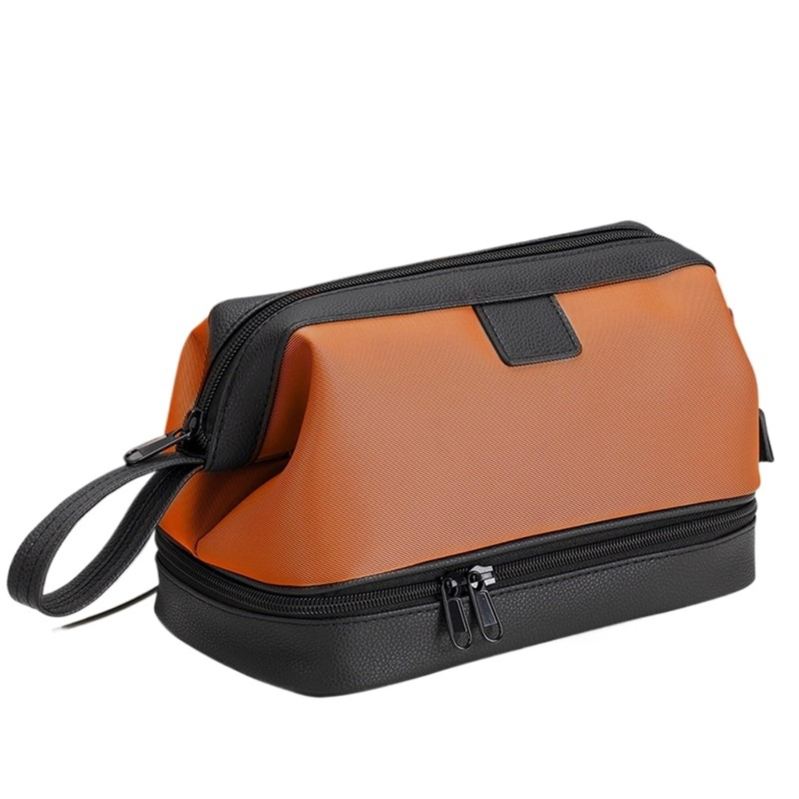 Trousse Uomo Borsa da toilette portatile impermeabile Separazione asciutto/bagnato bagno viaggio uomo d'affari(Khaki)