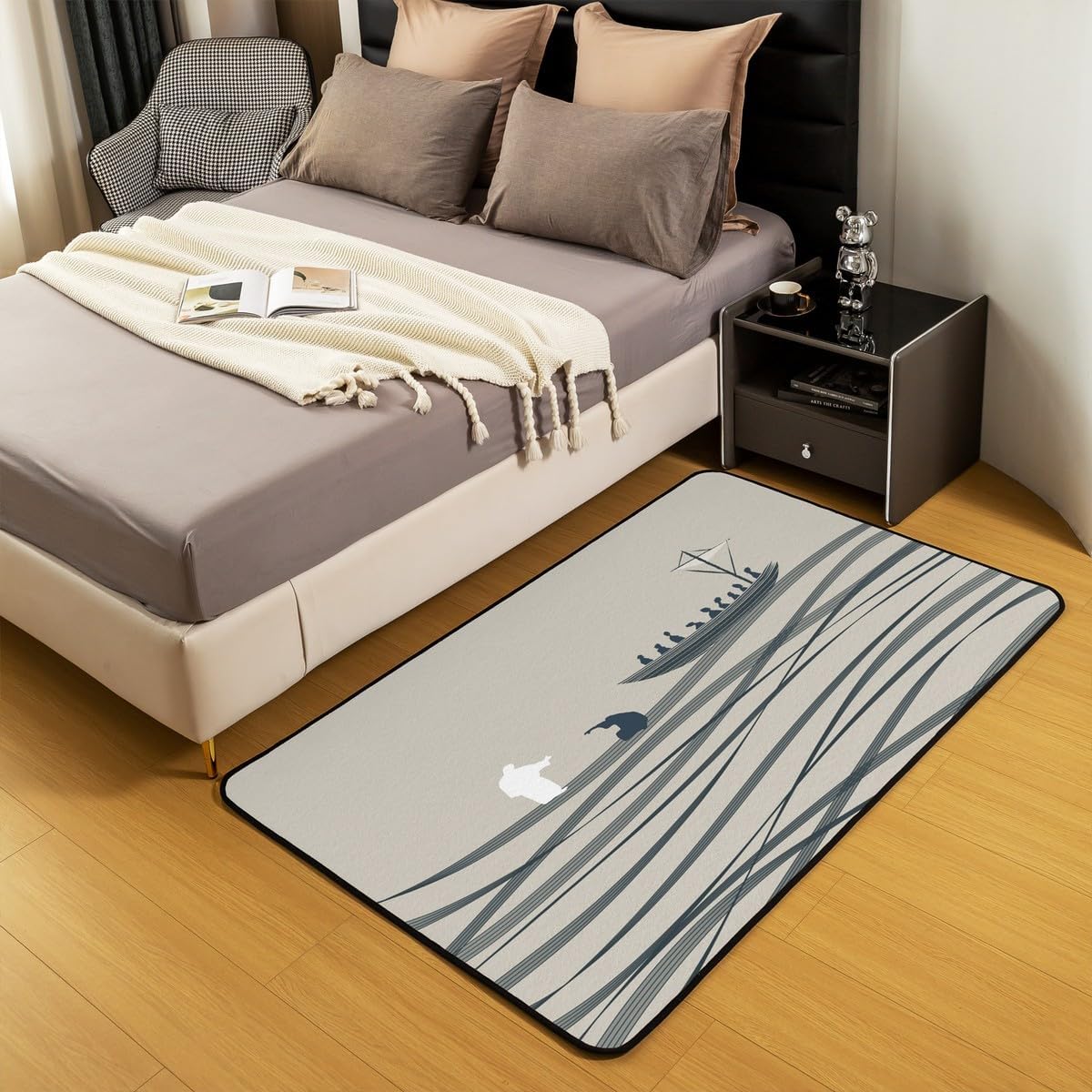 Prayer Area Rug for Kids Boys Girls Ocean Sea Walking on The Water Living Room Rugs for Bedroom 5x7 Christmas Decor Carpet Non-Slip Soft Indoor Floor Mat