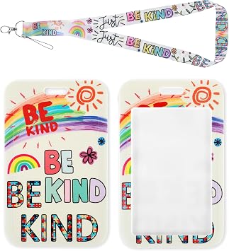 Cute Be Kind Rainbow Lanyard for ID Badge Autism Awareness Puzzle Piece Teacher Lanyard with ID Holder for Women Keys Girls Work School Lanyards for Kids Teens Card Name