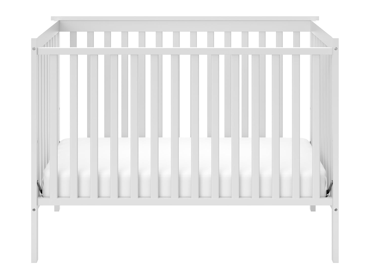 Storkcraft Sheffield Fixed Side Convertible Crib, White, Solid Pine and Wood Product Construction, Converts to Toddler Bed Day Bed or Full Bed, Adjustable Height Mattress (Mattress Not Included)