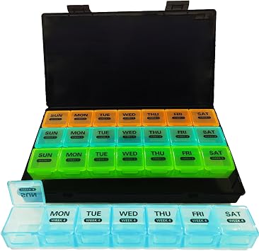 Monthly Pill Box Organiser, Pill Organiser Monthly with 28 Copartments