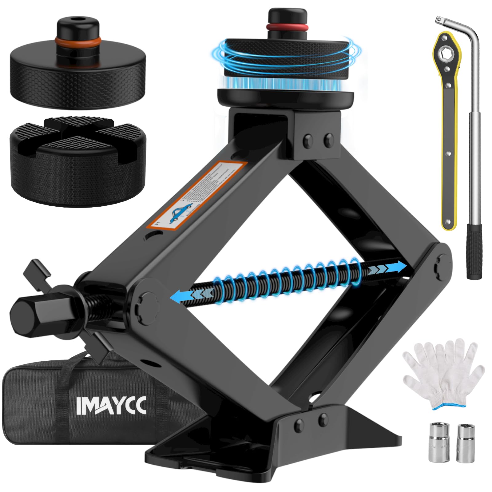 IMAYCC Aggiorn Cric Per Auto 3T/3000kg, Cric Auto Con Universale Tampone In Gomma, Cric Portatile Per Auto Con Chiave Per Dadi Ruota, KitEmergenza Auto Per SUV MPV Tesla,Manutenzione e La Riparazione