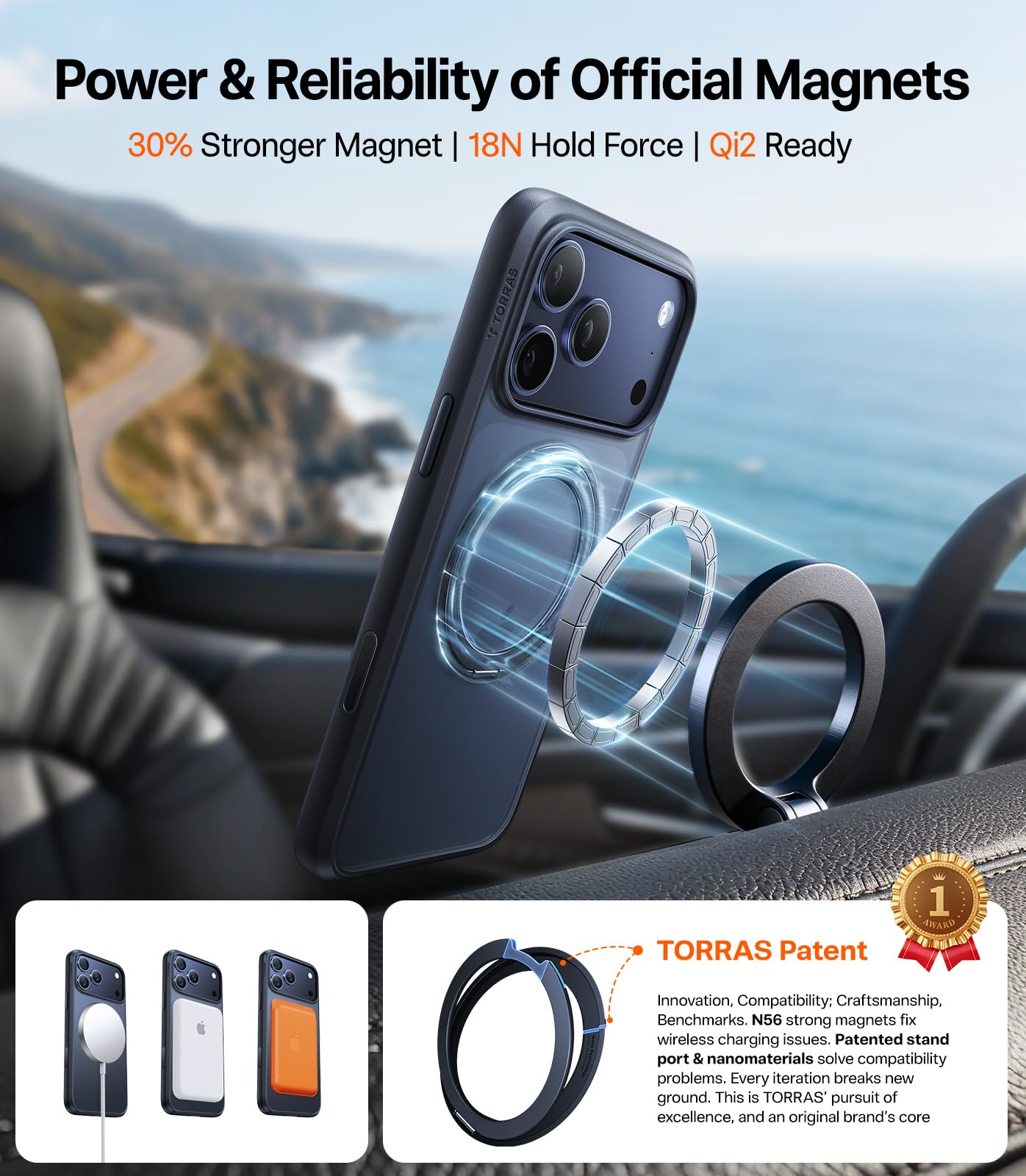 iPhone17ProMax TORRAS Ostand 03 Air/ブラック Amazon.com: TORRAS Upgraded 360 Magnetic Stand for iPhone 17 Pro