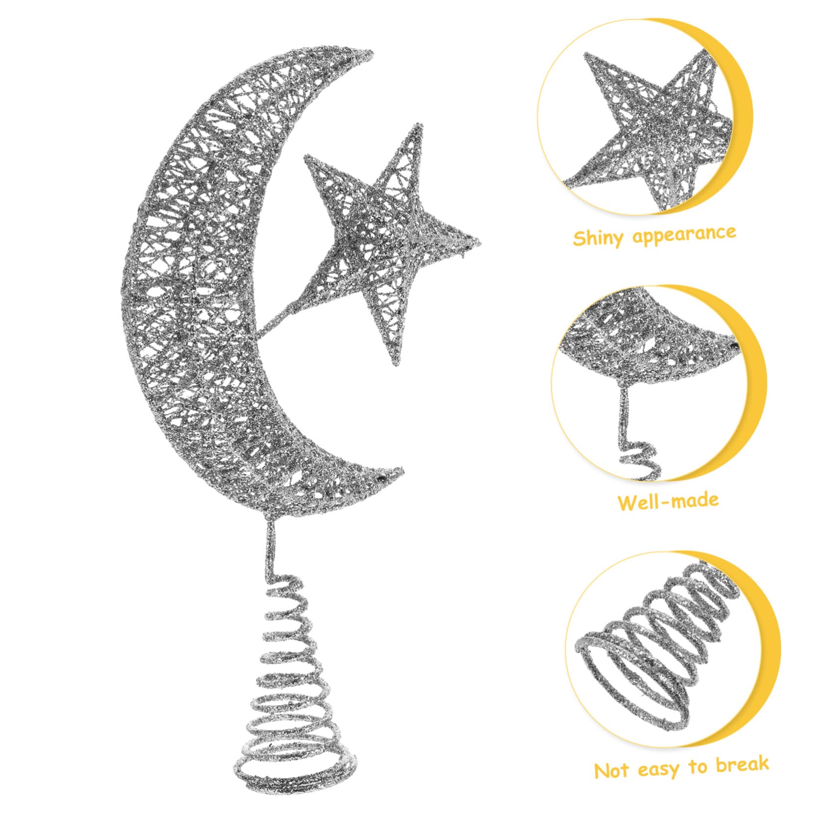 OUNONA 2stücke Weihnachtliche Baumspitze Aus Stern Und Mond Design Dekorative Christbaumspitze Für Festliche Innendekoration Für Weihnachten Und Winterfeiern