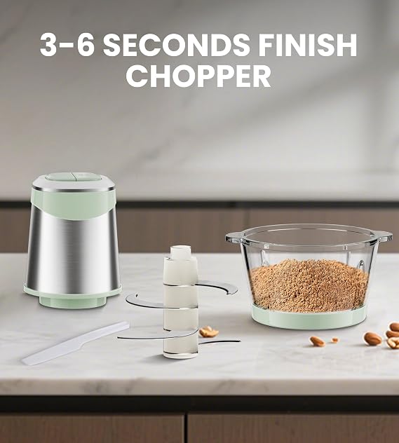 Electric Kitchen Chopper 400 W Pure Copper Motor Power Electric Multi Chopper with 2 L Glass Bowl and 4 Sharp Stainless Steel Blades for Meat Vegetables Nuts Baby Food