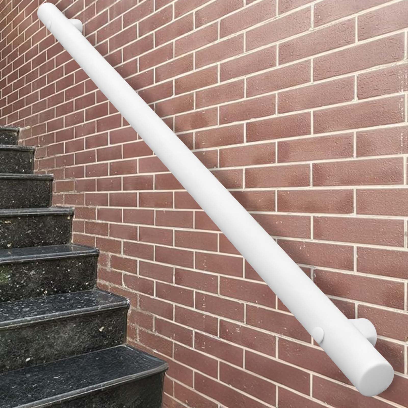 Fkxsxaz White Stainless Steel Stairs Handrail Kit, Indoor Outdoor Banister Hand Rail, Sturdy Wall Mount Stair Railing Round Pipe Grab Bar, Matte (14Ft/420Cm)