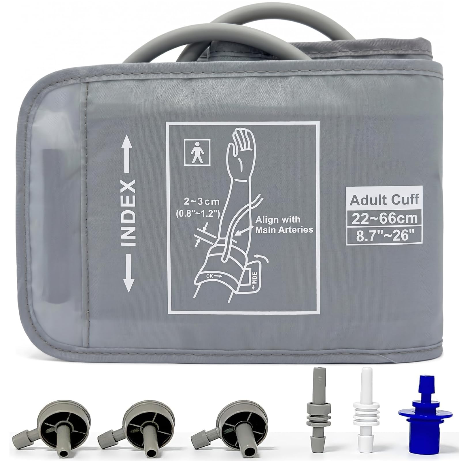 Extra Large Blood Pressure Cuff for BP Monitors (8.6"-26" | 22-66cm), with Omron BP Monitor for Big Arms, Compatible with Most Blood Pressure Monitors, Includes 6 Adapters-image-33