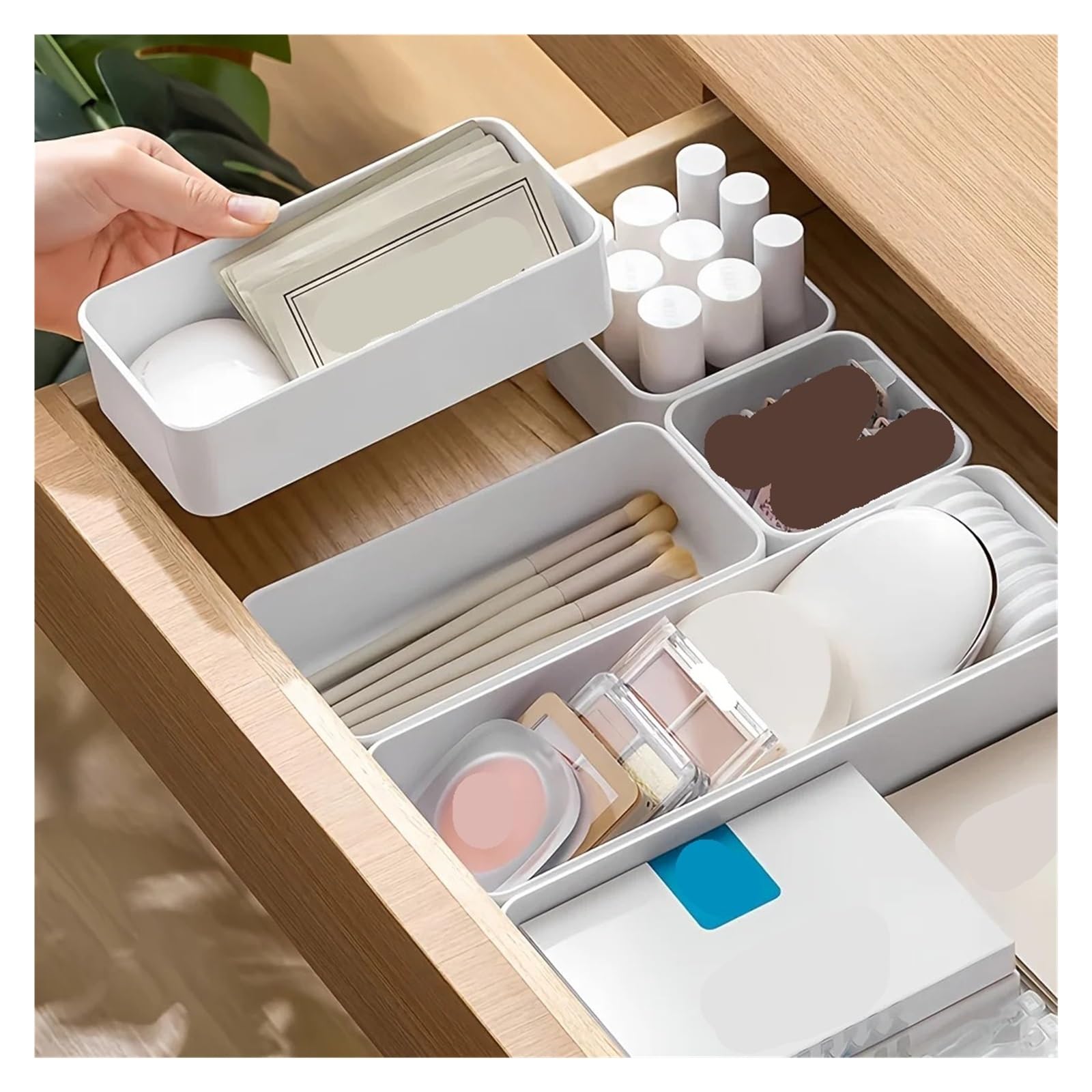 Generico 7 pezzi/set portaoggetti for cassetti, organizer for cosmetici, cucina, bagno, vassoi for armadio(7pcs-A)