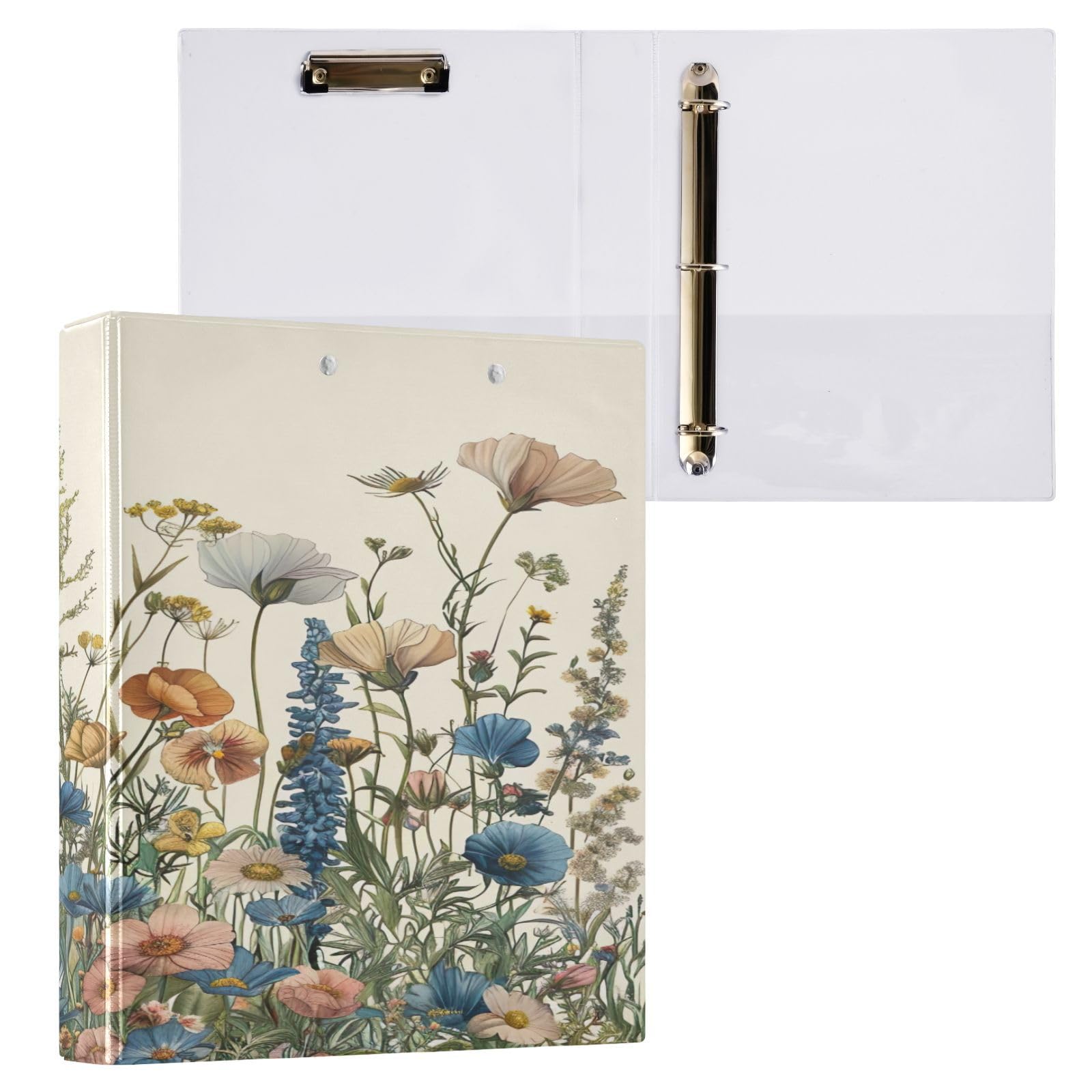 Lot de 2 classeurs à 3 anneaux de 3,8 cm avec clip en métal, buissons à ressort, ronds décoratifs, taille lettre, pour la maison et le bureau