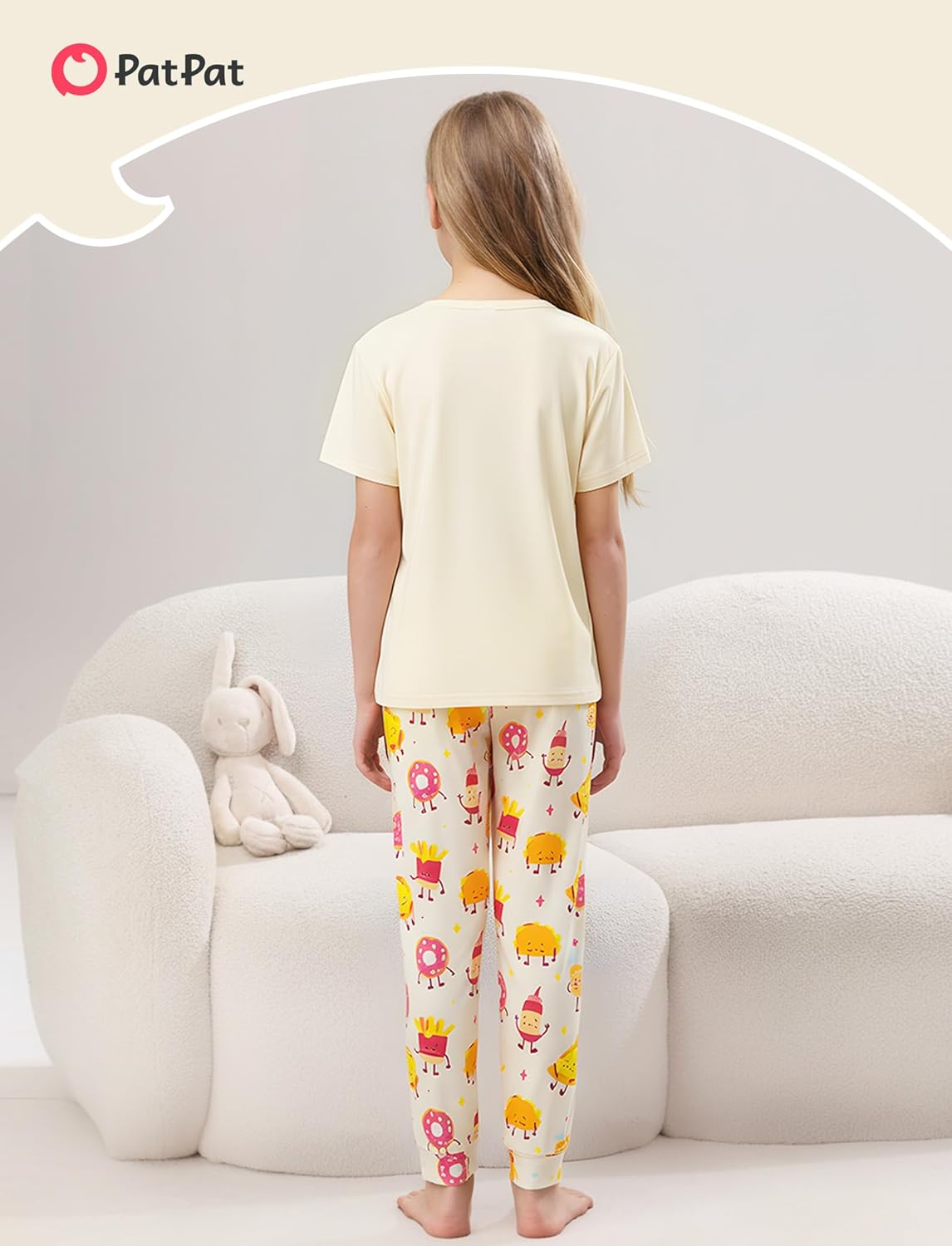 PATPAT Girls Pajamas Set 2 Piece Cute Print Sleepwear Short Sleeve Tee Top & Pants Comfortable PJs for Kids 5-12 Years - Image 2