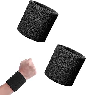 Muñequeras Deportivas de Algodón, Absorbentes, para Hombre y Mujer, Pack de 2 Unidades