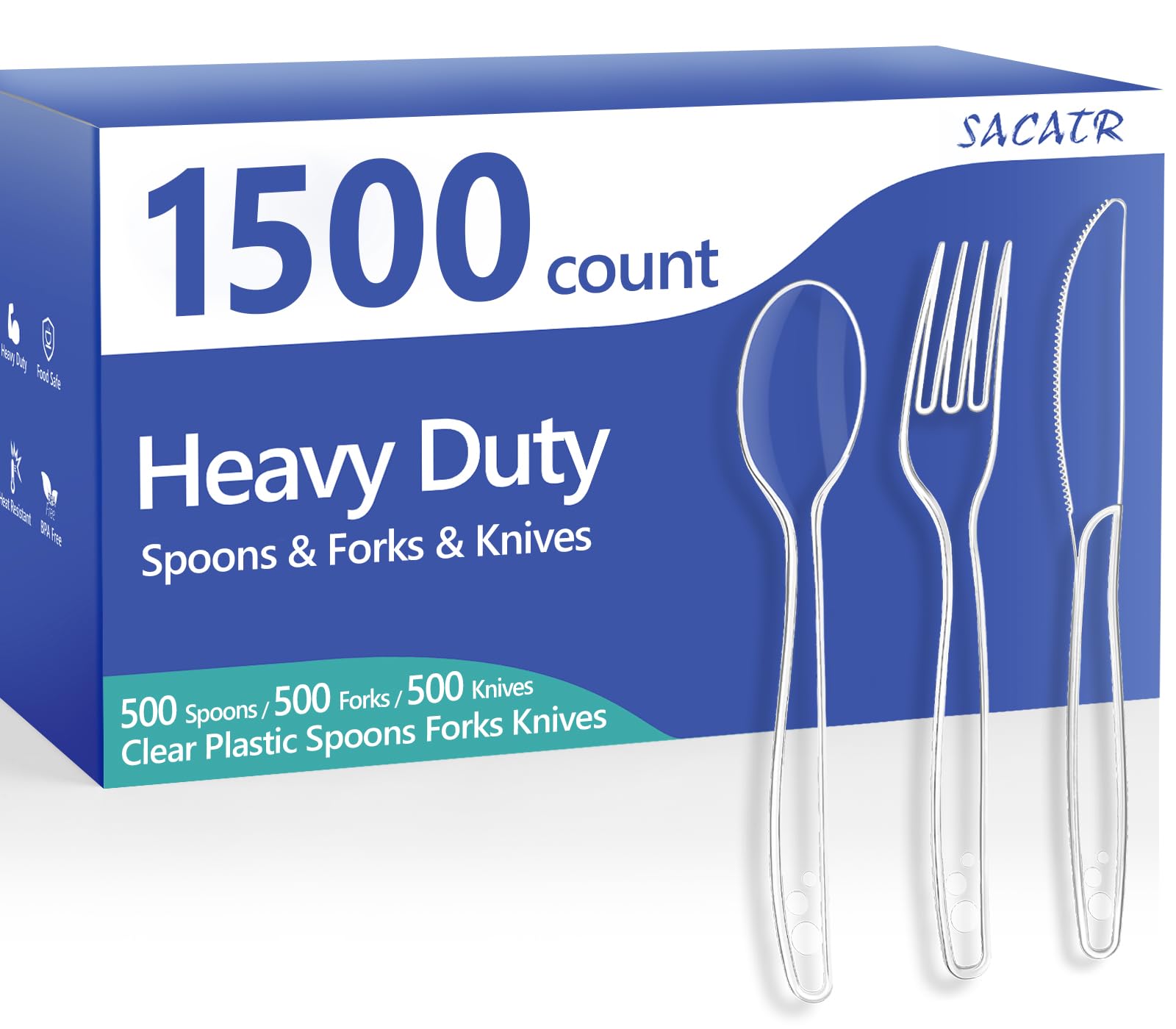 SACATR 1000 Count Clear Plastic Silverware Heavy Duty -Forks, Spoons,Knives — Amazon image 20
