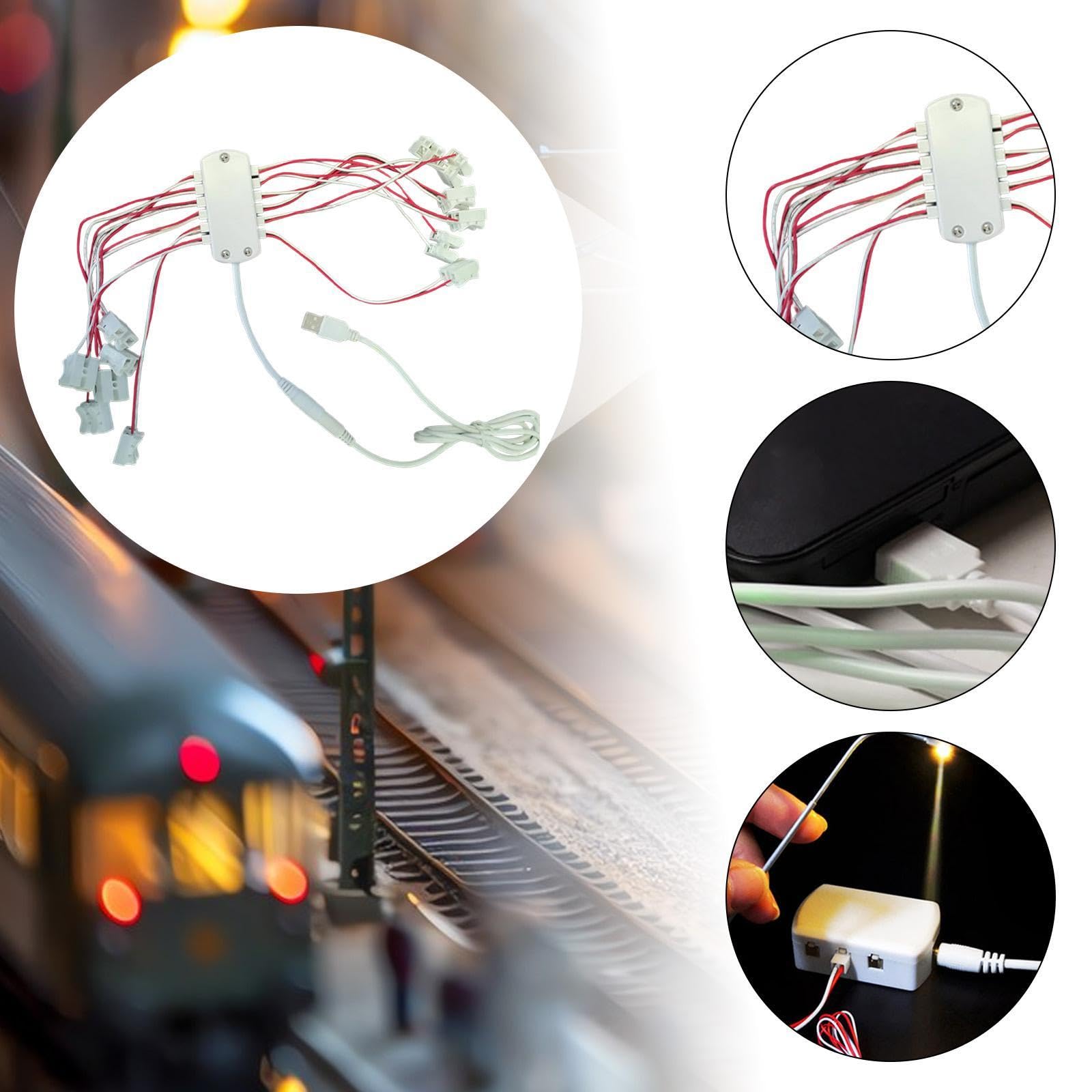 Perfeclan Alimentation USB 5 V, câblage USB, 12 Ports, Sortie d'alimentation Portable pour Trains Miniatures, chemins de Fer Miniatures, lampadaires, réseau