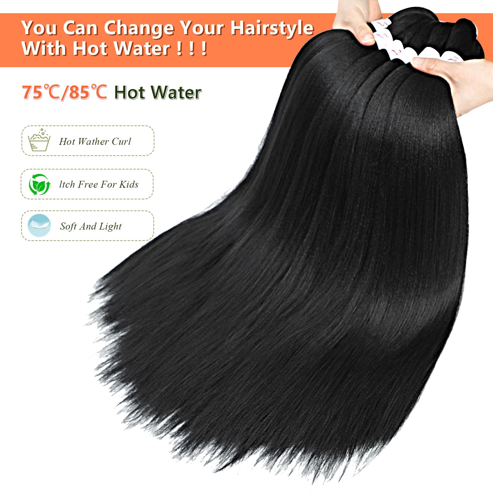Pre Stretched Braiding Hair 30 Inch Braiding Hair Extension for Twist Or Box Braids 8 Packs Long Crochet Braids Hair Extensions Synthetic EZ Braid Hot Water Setting Soft Yaki Texture(30Inch,1B) - Image 4