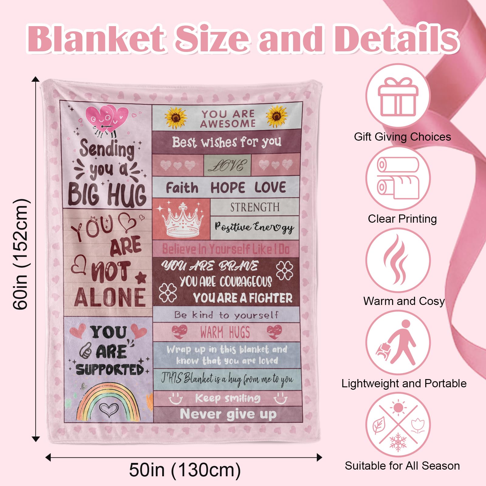 Sending You a Big Hug Get Well Soon Gift Blanket for Women Cheer Up Hug Blanket Thinking of You Gift for Coworker Friend - Image 2