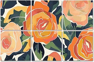 6Panels Art Acoustic Panels Artistic seamless pattern abstract flowers Creative collage Soundproof Wall Panels Padding Decorative Sound Absorbing Panels 72"x48" for Recording Studios Home