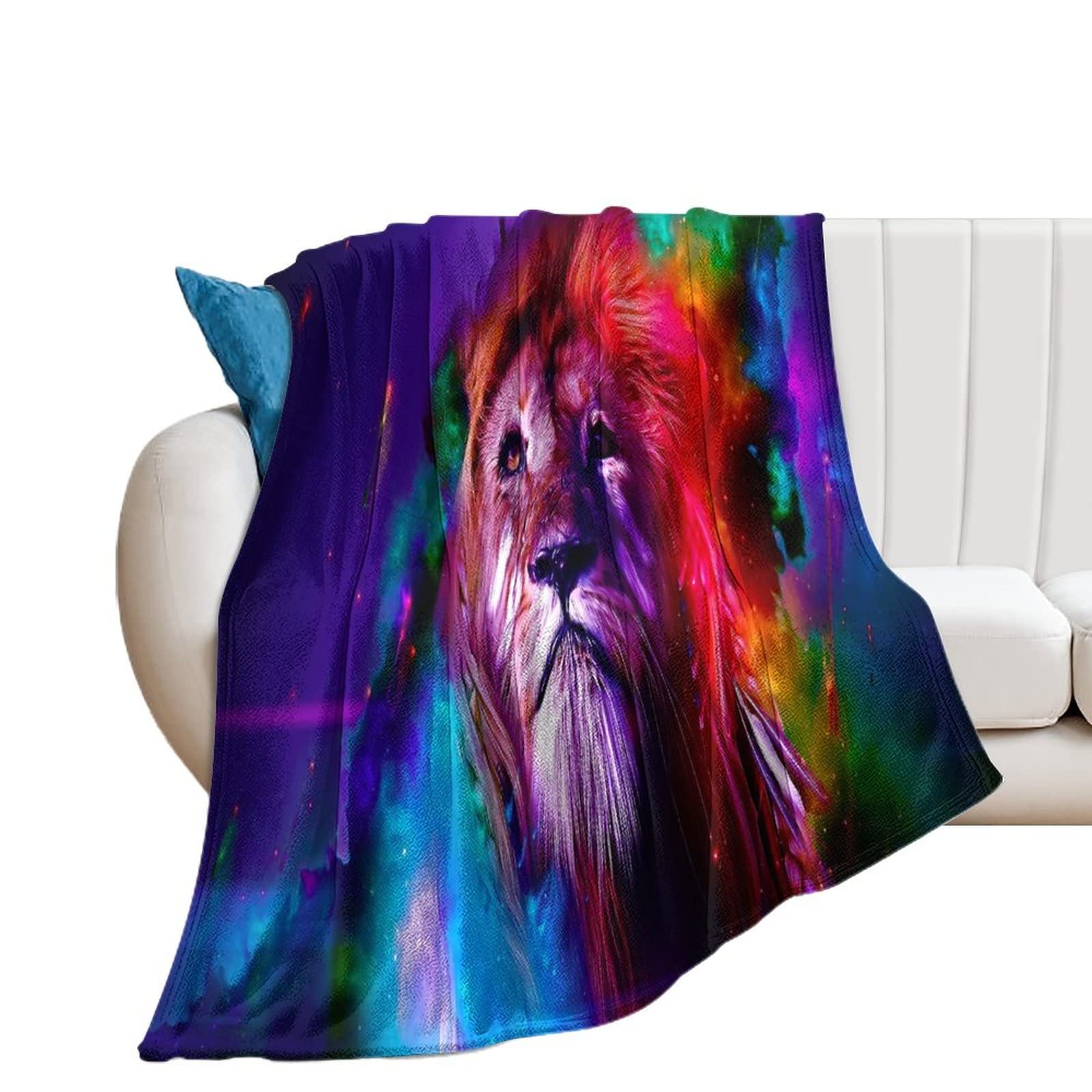 Couverture de canapé super doux et chaud plaid motif lion imprimé grand format