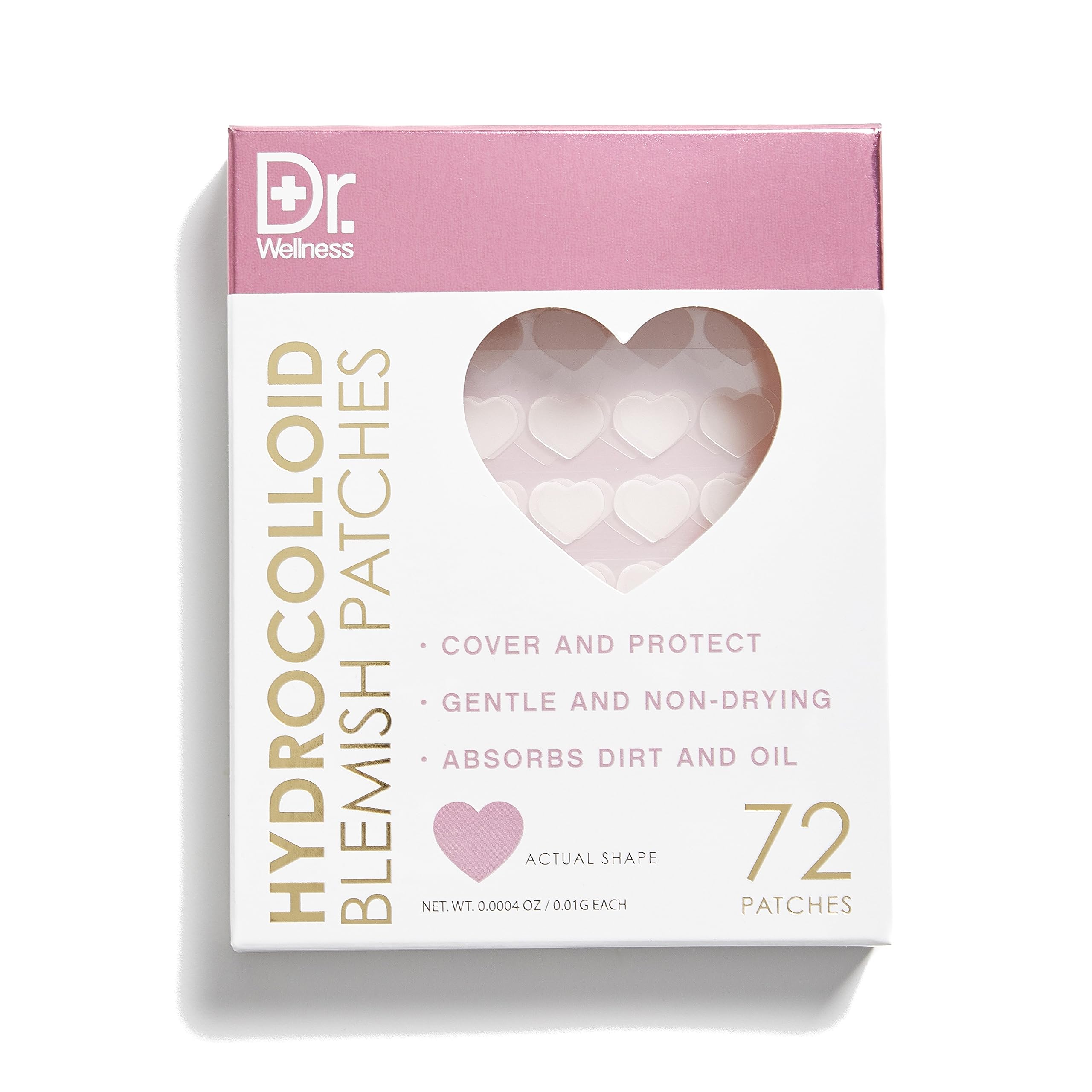 Dr. WellnessHydrocolloid Blemish Patches - 72 Count | Cover and Protect Blemishes | Gentle and Non-Drying | Absorbs Dirt and Oil | Heart Shape Design