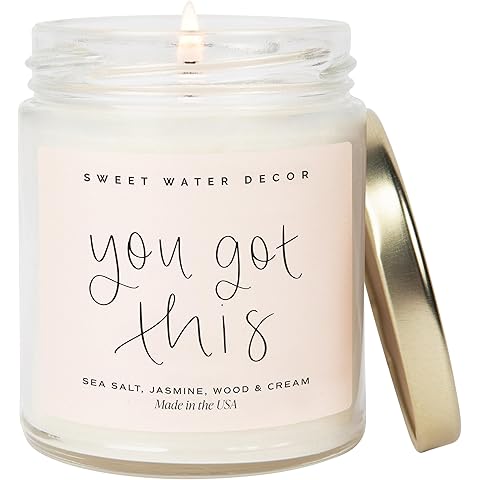 Sweet Water Decor You Got This Candle - Encouragement Gifts for Women, Graduation Gift, New Job Gift, Positive Affirmation - 9oz Clear Jar, 40 Hour Burn Time, Made in The USA