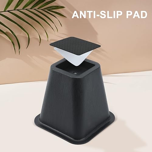 Miniatura 5 de Tuffen Elevadores de cama resistentes, elevadores de muebles de 6 pulgadas para cama de dormitorio, mesa y sofá, soporta hasta 1500 libras (juego de
