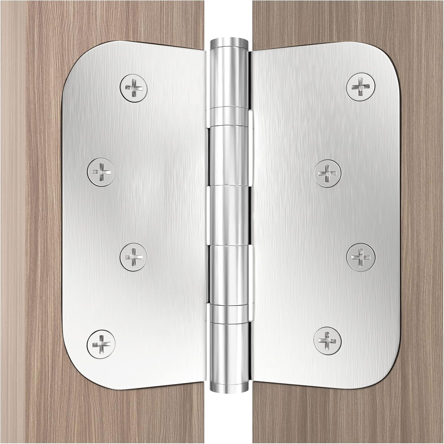 3 Pack Saainless Steel Door Hinge Ball Bearing, Heavy Duty Hinges Inner and Outer Door Hardware for Left and Right Doors, 4" x 4" Door Hinge with 5/8'' Corners - Non Removable Pin