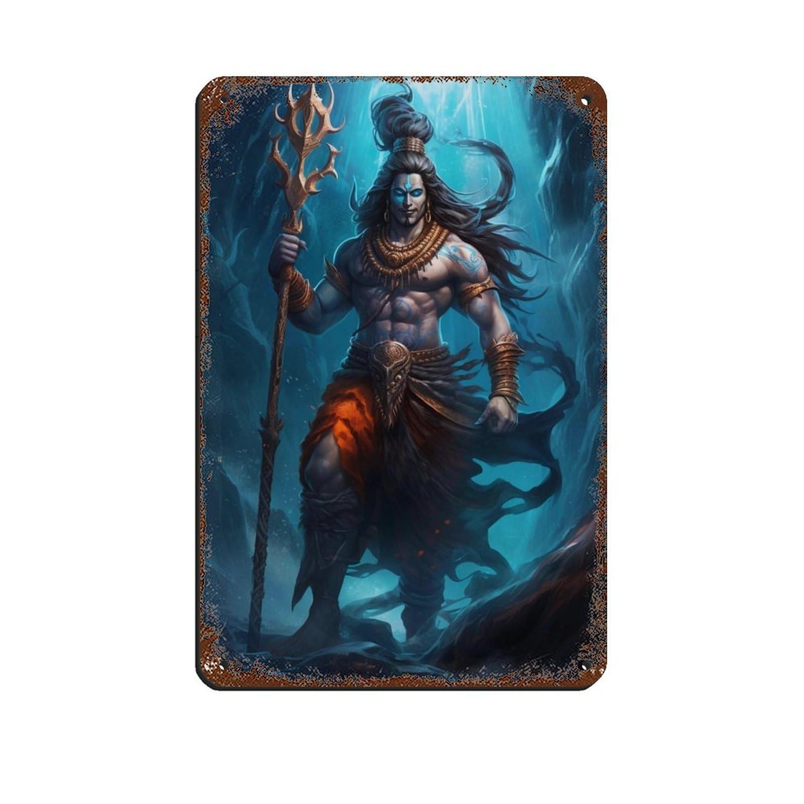 Hindu God Shiva Art (2) Tin Sign Vintage Metal Pub Club Cafe Bar Home Wall Art Decoration Poster Retro 8x12inch(20x30cm)