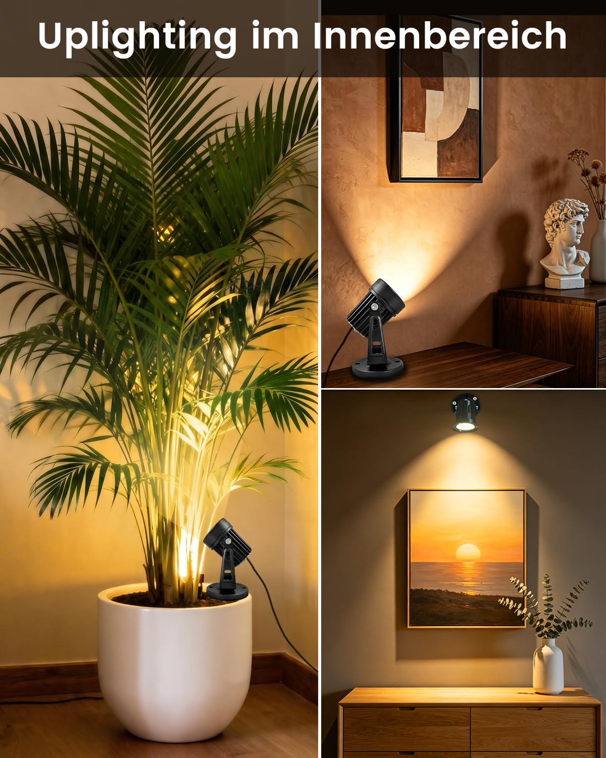 Lampa ścienna do wnętrz 5 W z przełącznikiem i gniazdkiem, zestaw 2 lamp LED do wnętrz i obrazów 3000 K/4000 K/5000 K do oświetlenia akcentującego lub dzieł sztuki