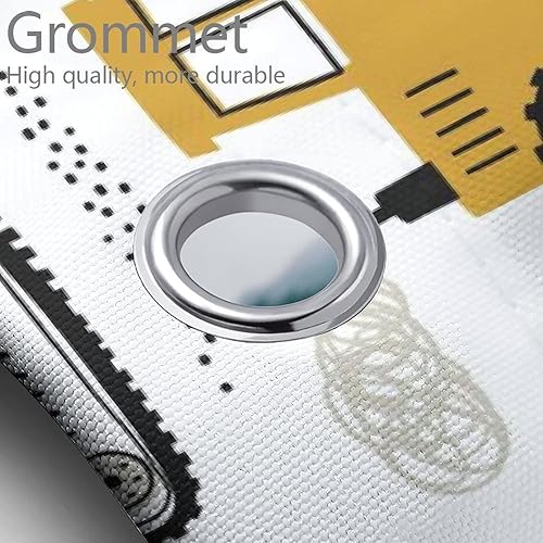 Miniatura 5 de Juego de 4 cortinas de ducha con diseño de camión de construcción, excavadora de dibujos animados, maquinaria, automóviles, decoración moderna para