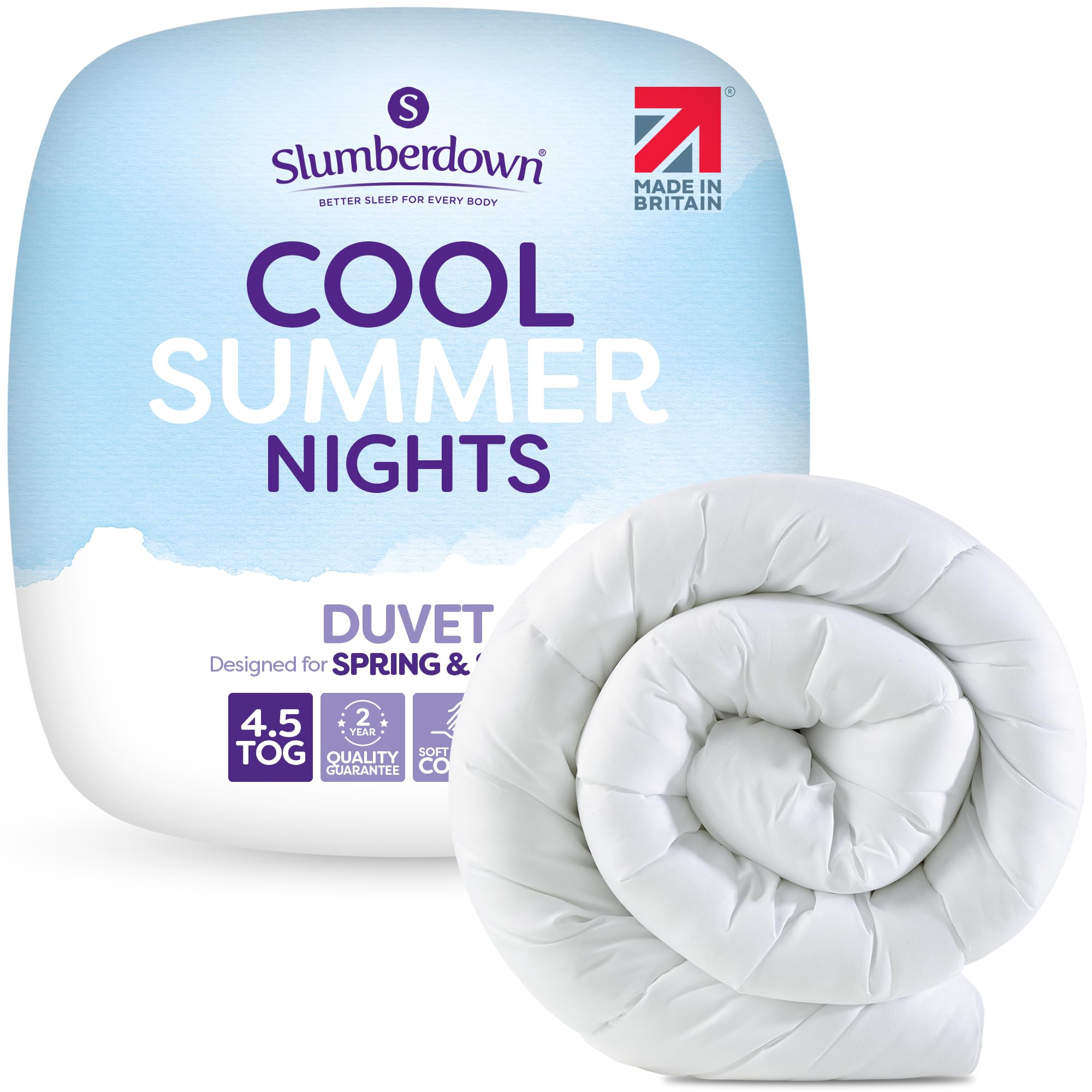 Slumberdown Cool Summer Nights 4.5 Tog Super King Duvet - Lightweight & Breathable UK Made Superking Quilt, Non-Allergenic & Washable | Summer Duvet for Hot Nights (260 x 220cm) - 4 Pack