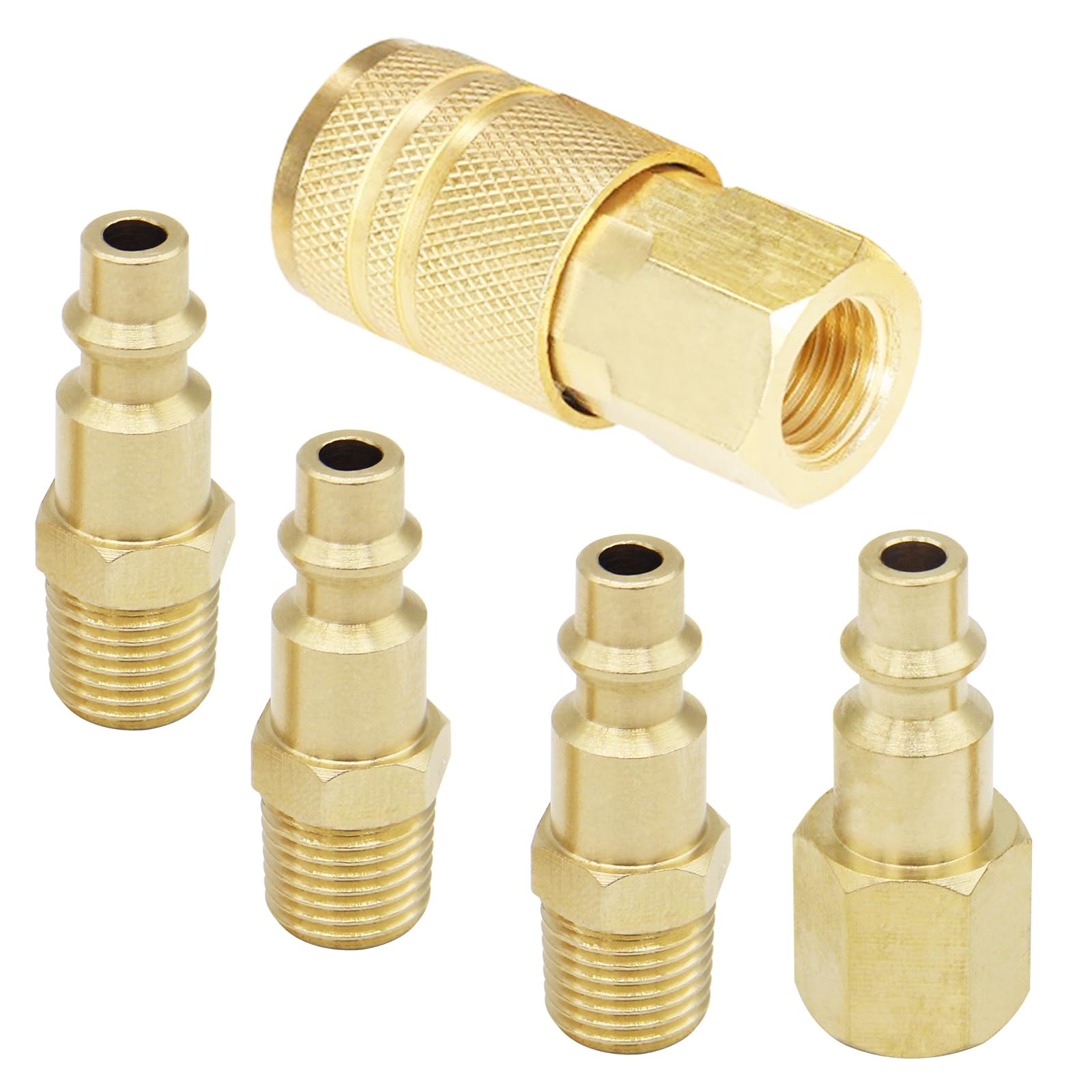 SANFU Air Hose Fittings, Aluminum AMT Universal Air Coupler Air Plug Kit, 1/4 Inch Threads Size, Lightweight, 15 Pieces Air Compressor Accessories SANFU Air Hose Fittings, Aluminum AMT Universal Air Coupler Air Plug Kit, 1/4 Inch Threads Size, Lightweight, 15 Pieces Air Compressor Accessories