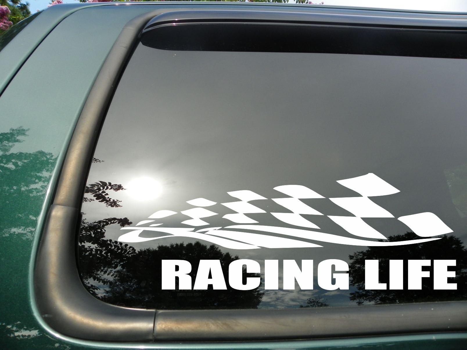 Racing Life Checkered - Die Cut Vinyl Window Decal/sticker for Car or Truck 3.5"x8"
