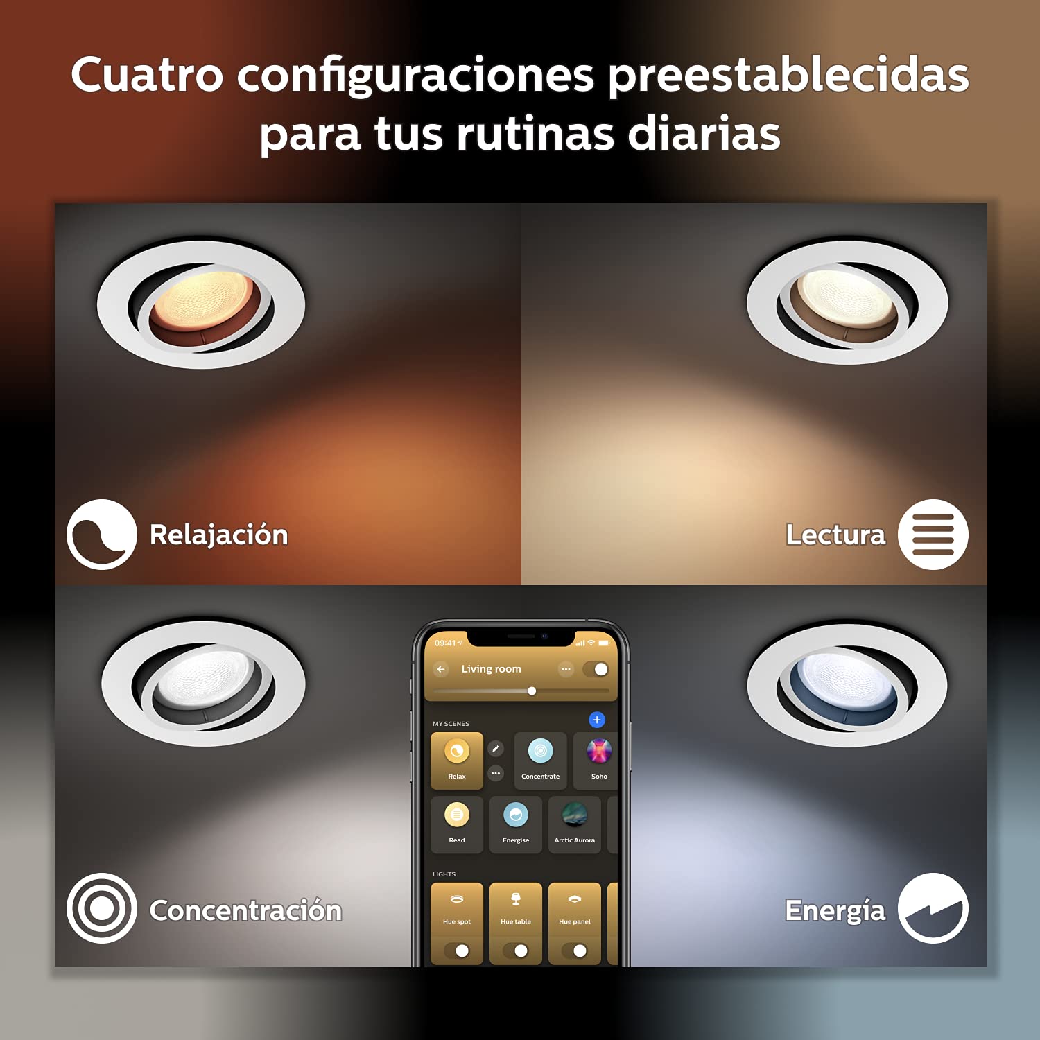 Philips Hue Milliskin - Foco Empotrable LED Inteligente, Color Blanco, Luz Blanca de Cálida a Fría, Regulable, Compatible con Alexa y Google Home, Pack de 3