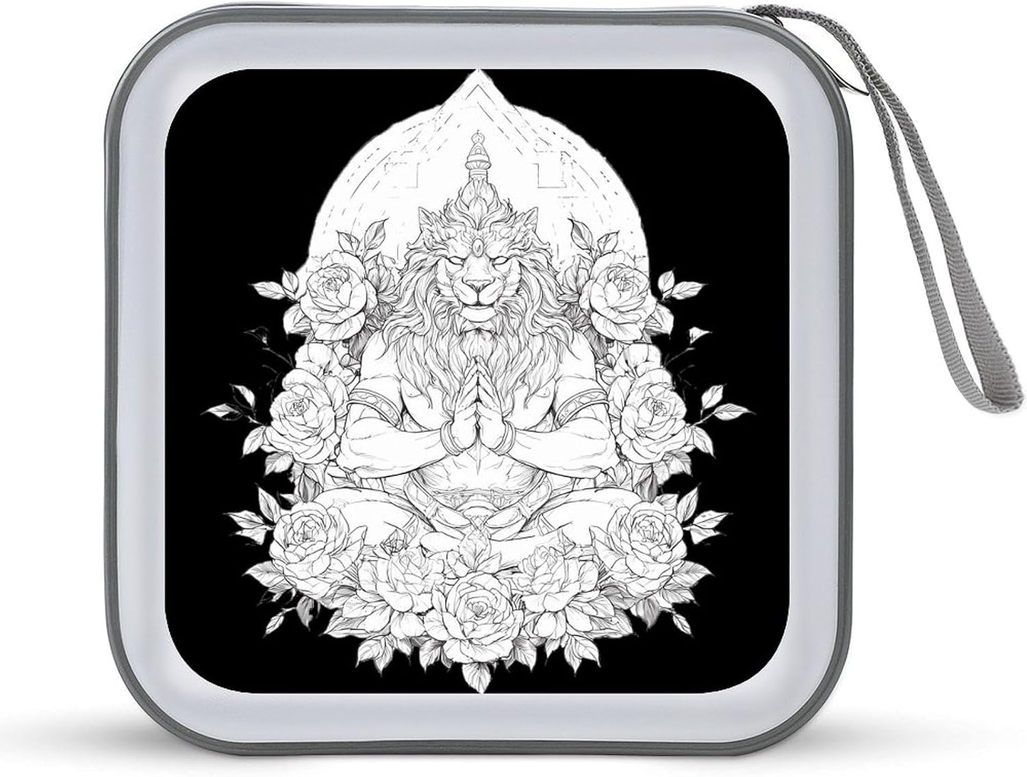 Lion God Khonsu CD Case DVD Storage Holder Binder 40 Capacity | protective,hard case,protable loop,travel car use,zippered closure