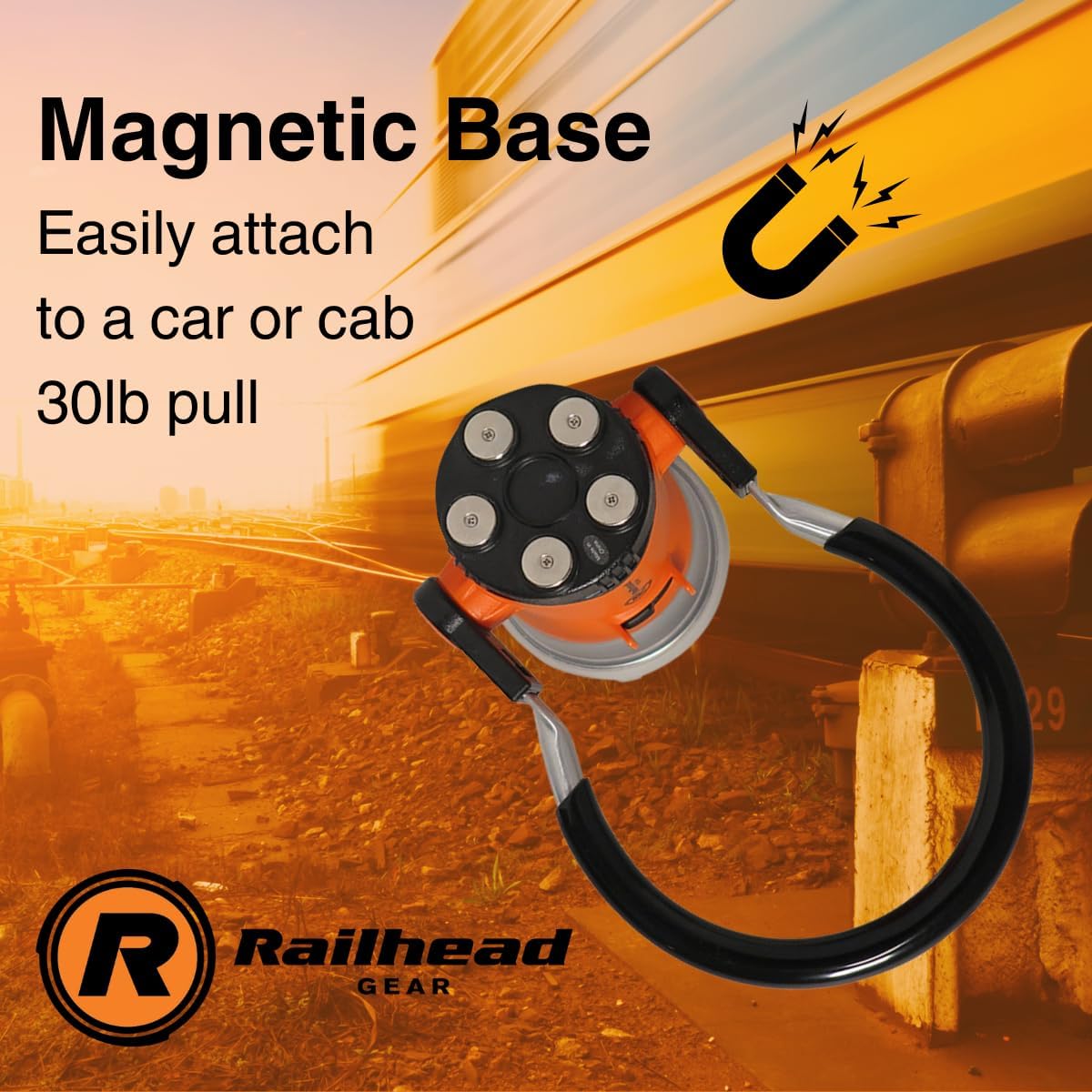 Railhead Railroad Orange Trainman Lantern , Outdoor LED Battery Operated Light for Signaling and Hanging Lamp on Arm , Water-Resistant with Magnets RH-TL2024
