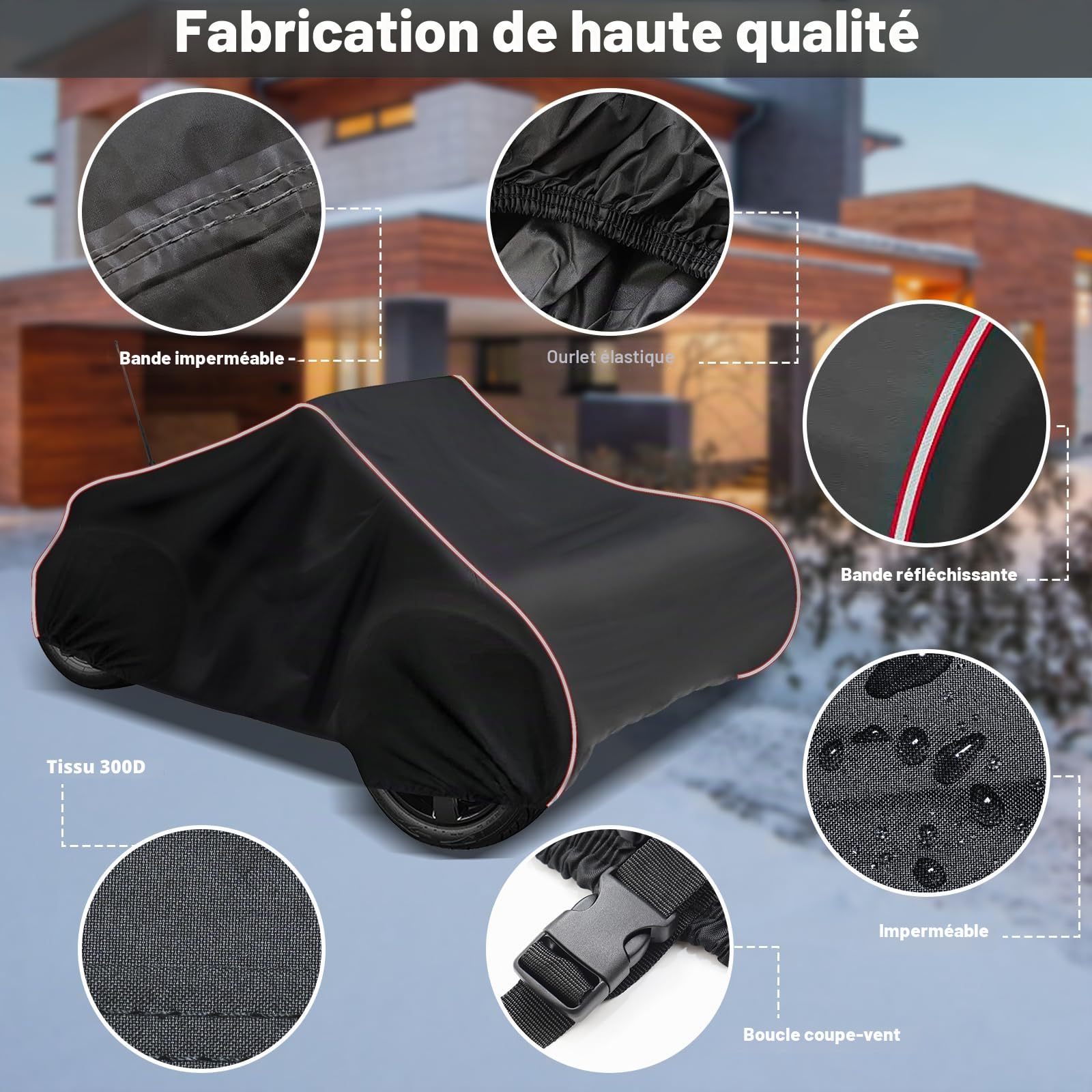 XYZCTEM Can-Am RT 2010-2019 Housse résistante aux intempéries et aux UV pour intérieur et extérieur avec Bande réfléchissante et Sac de Rangement