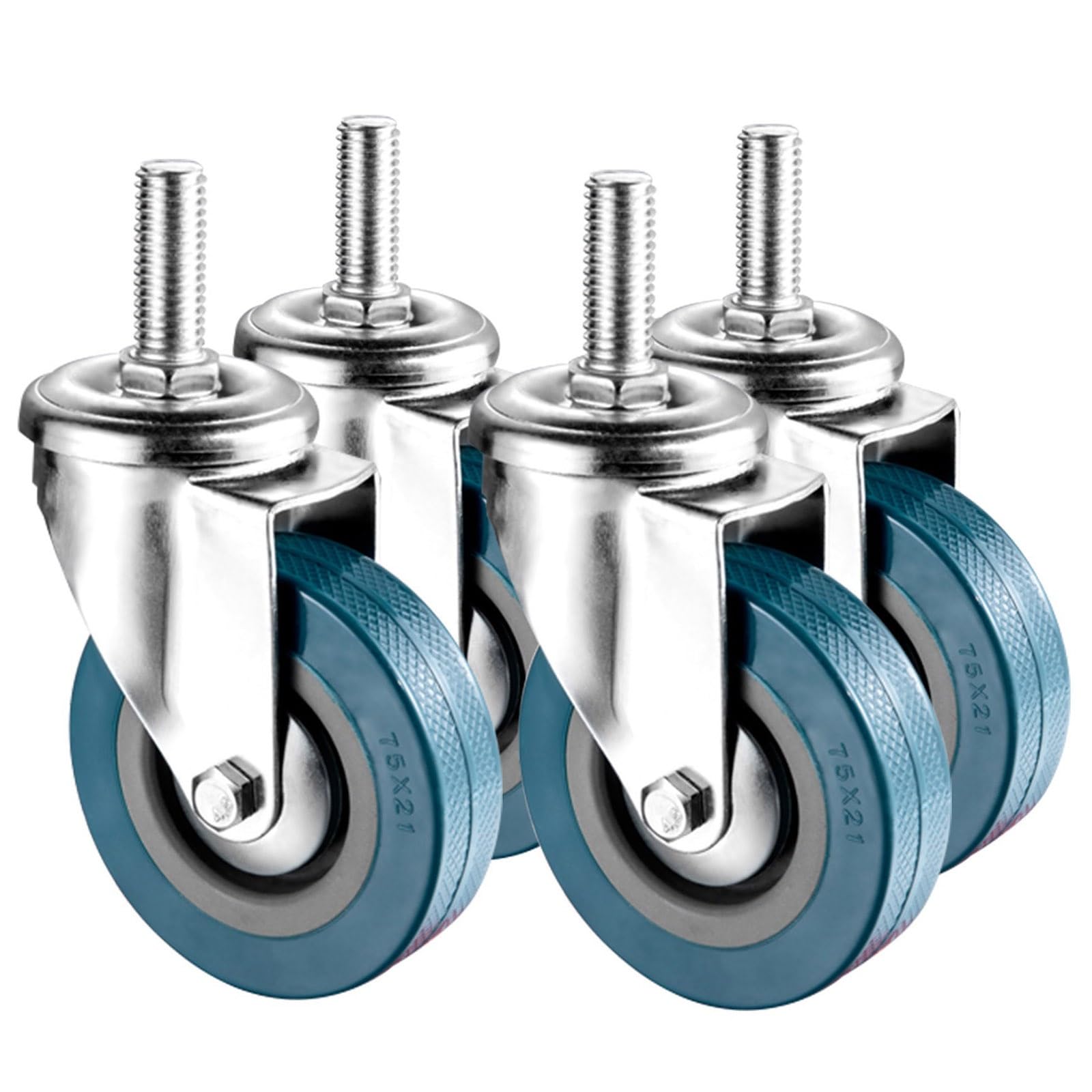 GYRAZXS Silent Cs 4-Pack Heavy-Duty Brake Wheels M10 M12 No Floor Marks 80kg Load Capacity Safety Locking Ideal for Carts Furniture Toolboxes Workbenches