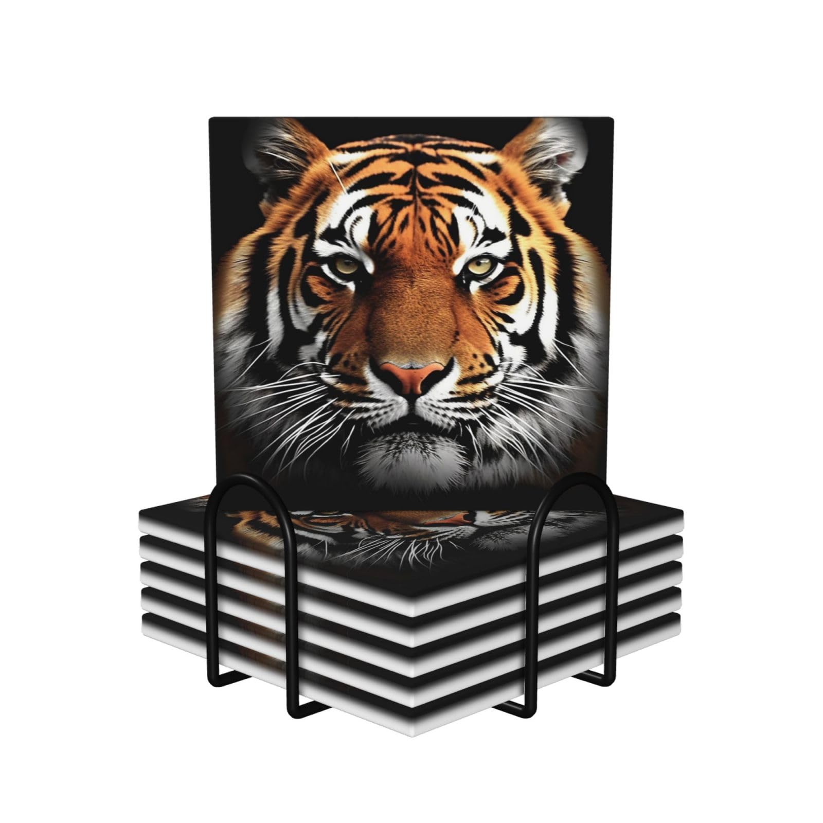 Dessous de verre pour boissons motif tigre en céramique pour salon